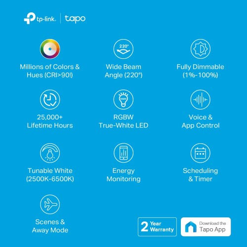 TP-Link Tapo Smart Wi-Fi Light Bulb (Tapo L530E(4-Pack))